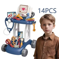 EPT 14 pièces Chariot de docteur pour enfants, ensemble de jeu médical avec stéthoscope, jouet de simulation, 2 couleurs assorties