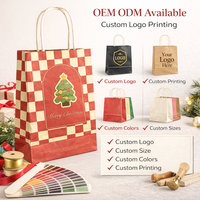 Sacs cadeaux en papier personnalisés pour Noël avec poignées torsadées, sacs shopping en papier kraft pour les fêtes, vente en gros pour l'emballage de cadeaux de détail