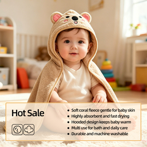 Toalla con Capucha para Bebé Clase A al por Mayor, <span class=keywords><strong>Poncho</strong></span> de <span class=keywords><strong>Baño</strong></span> de Forro Polar Coral para Niños, Capa con Capucha de Animales 3D, Albornoz para Bebés, Toalla de Playa para Niños Pequeños - Product Image 6