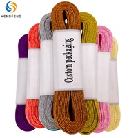 Vente en gros de lacets de chaussures plats or argent de marque personnalisée emballage de lacets de chaussures scintillant coloré disponible en couleur or