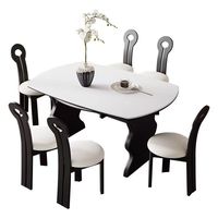 Ensemble table et chaises de salle à manger de style médiéval en bois massif avec plateau en pierre, pour usage domestique, compact, extensible, pliable, table ronde ou carrée