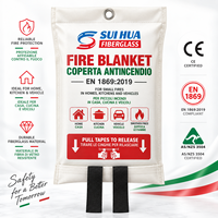 Couverture anti-feu en fibre de verre, 1 pièce, EN 1869:2019, pour le marché italien, pochette murale, deux bandes de traction, fournisseur OEM en gros