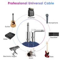 Câble d'instrument TRS en cuivre pur personnalisé de 1/4 pouces 20 pieds droit 6.35mm mâle Jack stéréo Audio Interconnexion ligne équilibrée