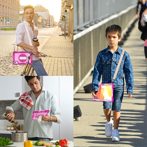เคสแท็บเล็ตแบบแข็งแรงทนทานสำหรับ iPad 9.7 รุ่นใหม่ (รุ่นที่ 5 ปี 2017/รุ่นที่ 6 ปี 2018) ขนาด 9.7 นิ้ว พร้อมขาตั้งแบบพับเก็บได้และสายคล้องข้อมือ - Product Image 4