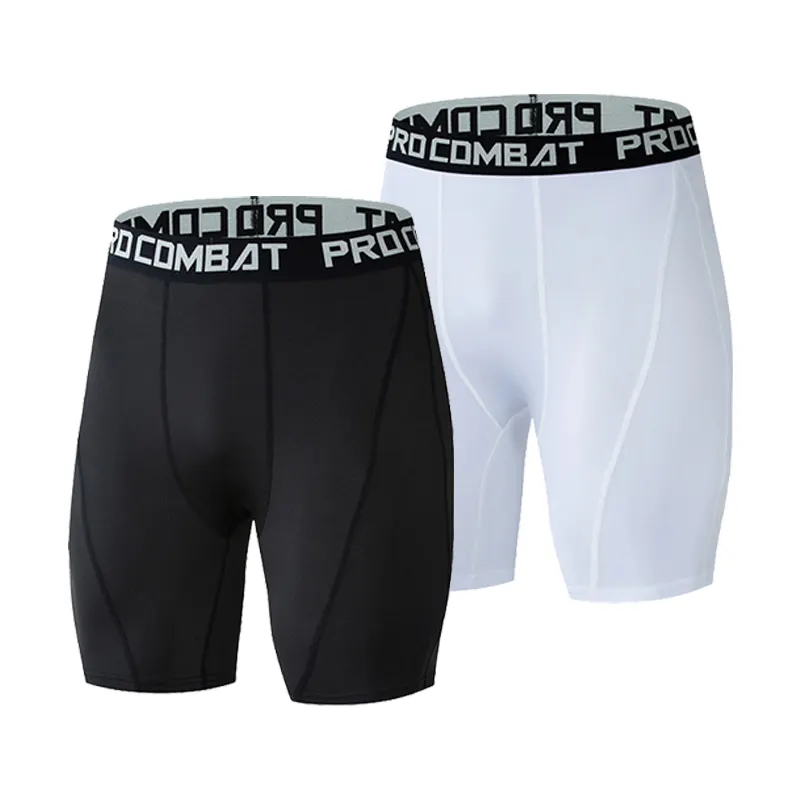 Venta al por mayor de los hombres de alta elasticidad de secado rápido entrenamiento mallas de compresión Fitness Shorts para hombres