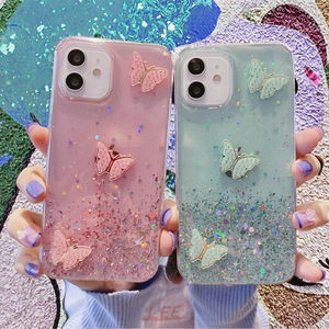 Papillon Goutte À Goutte Glitter Strass TPU Téléphone étui pour iphone 16 15 14 13 Pro 12 11 Max Plus 16Pro 17Pro Couverture <span class=keywords><strong>Coque</strong></span> Transparente - Product Image 2