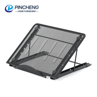 Support pour ordinateur portable en métal à hauteur réglable, pliable, ventilé, support de rangement pour tablette de bureau avec coussinets antidérapants