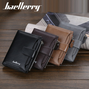Baellerry Men's Short <b>Wallet</b> Black Multifunctional Card <b>Holder</b> With Zipper For Everyday Use - Product Image 4