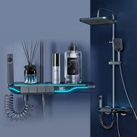 Ensemble de douche mural LED numérique le plus vendu pour salle de bain, système de douche complet en cuivre, robinet de douche intelligent gris