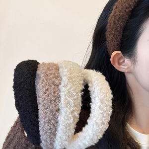 Diadema de Felpa Rizada para Otoño/Invierno, Estilo Dulce y Femenino, Linda Diadema de Lana de Cordero Esponjosa y Gruesa, Producto Nuevo - Product Image 1