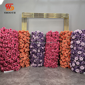 Liso precio al por mayor corredor de flores decoración de boda filas de flores de rosas artificiales para telón de fondo de boda - Product Image 1