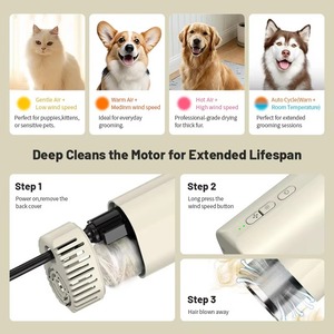 Sèche-cheveux pour animaux de compagnie à moteur sans balais 110000 tr/min OEM ODM, 240g, ions négatifs, 65dB, silencieux, mains libres, pour le cou, <span class=keywords><strong>chien</strong></span> et chat - Product Image 5