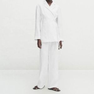 Veste de costume blanche formelle pour femme, col en V, logo personnalisé en gros, haute qualité, taille plus, vêtements de bureau, veste pour femme - Product Image 4