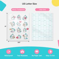 Papier autocollant imprimable Likcut pour imprimante jet d'encre, transparent, 8,5" x 11", matériau imperméable résistant à la déchirure, support découpé