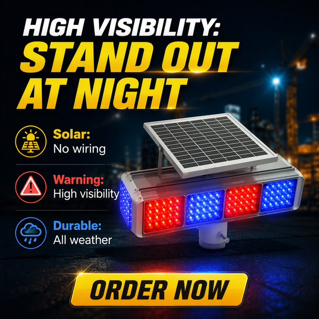 WS-B04B Four Sides Solar Strobe LED Traffic Warning Light