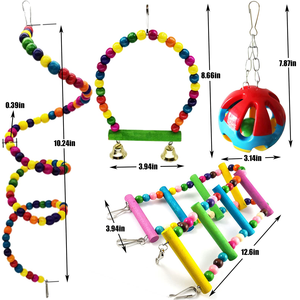 Jouets écologiques modernes pour perroquets, balançoire de cage, perchoir, jouets à mâcher pour perroquets, ensemble combiné de jouets éducatifs pour oiseaux - Product Image 2