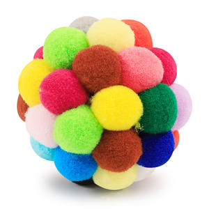 2024 nuovo colore vivido leggero all'interno intrattenuto esercizio interattivo peluche cane cane gatto palla giocattolo con campana - Product Image 3
