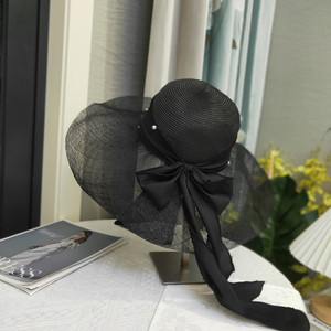 Nuovo Cappello da Donna alla Moda 2022 in Paglia <span class=keywords><strong>di</strong></span> <span class=keywords><strong>Carta</strong></span> Nera con Tesa Larga in Sinamay per Chiesa, Derby del Kentucky, Cerimonie, Feste del Tè, Matrimoni e Protezione Solare - Product Image 3