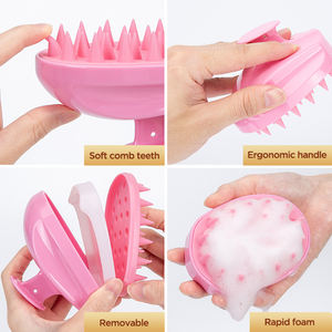 Brosse de massage du cuir chevelu en silicone souple pour <span class=keywords><strong>la</strong></span> maison vente en gros tête à gratter cuir chevelu propre masseur de cuir chevelu salon évent coussin shampooing cheveux - Product Image 2