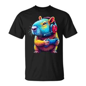 Capybara <b>Gamer</b> <b>T</b>-<b>Shirt</b> Short Sleeve Crew Neck Digital Printing Unisex Adult Sports And Games - Product Image 1