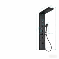 Panneau de douche thermostatique en acier inoxydable avec LED, contemporain, mural, poli, multifonction, jet de pluie et massage