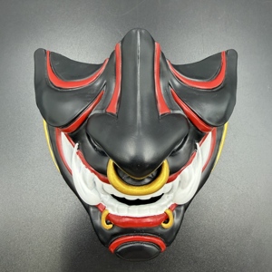 <span class=keywords><strong>Masque</strong></span> japonais en résine Oni Samurai demi-visage, <span class=keywords><strong>masque</strong></span> démoniaque Mempo Cosplay Kabuki pour hommes, accessoire de fête d'Halloween - Product Image 6