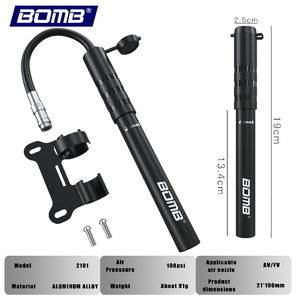 BOMB Aluminum Alloy Bike Pump 2101 100psi Manual Inflation Accessory for <b>Cycling</b> with Nozzle Adapter - Product Image 3