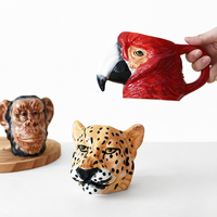 Mug à café en porcelaine sous glaçure, thème animaux de dessin animé 3D peints à la main, style nordique, pour enfants, cadeau, directement de l'usine.
