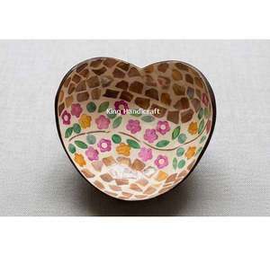 Rustic <b>Coconut</b> <b>Shell</b> Bowl Heart Shape Handmade Natural Eco Polished Dish for Table Decoration Fruit Serving - Product Image 5