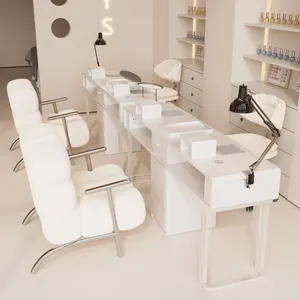 Desktop Nail Polishing Table And Chair Set Professional Beauty Nail Salon Spa Furniture Marble 2023 Modern Luxury Metal Aluminum