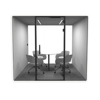 Grande cabine de réunion insonorisée moderne pour bureau, avec cadre en aluminium modulaire, portable et mobile