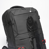 Sac à dos pour ordinateur portable noir extensible à grande capacité avec motifs personnalisés imprimés sur mesure et plusieurs poches pour les voyages d'affaires