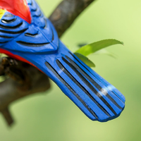 Ornements d'oiseaux rouges sculptés en bois, artisanat d'oiseaux tucans en bois, décorations de bureau et de maison, ornement animal oiseau rouge