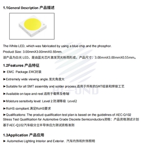 ชิป LED ยานยนต์ Refond RF-A3E31-WYSE-B1 EMC3030 สีแดง SMD LED 0.5W 150mA AEC-Q102 ความยาวคลื่น 617.5-625 นาโนเมตร มุมกระจายแสง 120 องศา - Product Image 3