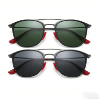 Lunettes de soleil rondes classiques avec protection UV personnalisée, monture en métal élégante à double pont, pour hommes et femmes, utilisation en extérieur