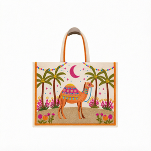 Bolso tote de mujer hecho a mano con cuentas de semillas, diseño de camello del desierto, bolso de hombro personalizado, de moda, para compras y viajes - Product Image 1