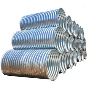 Tubo de bueiro de aço galvanizado para drenagem, tubo de bueiro de aço corrugado de grande diâmetro, meio redondo