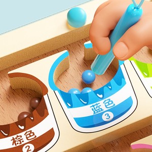 Juguetes Educativos de Madera de Alta Calidad para Niños: Cubo de Pintura con Números, Lápiz de Clasificación de Colores, Cuentas Móviles y Helado de Colores Cambiantes - Product Image 3