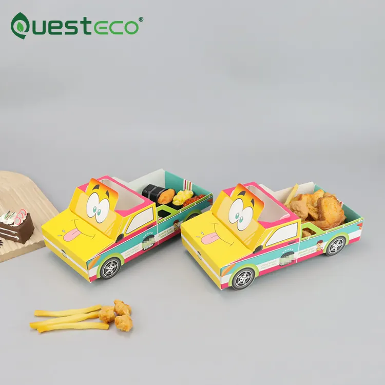 Kotak kemasan makanan cepat cetak kotak ayam goreng bentuk mobil lucu untuk ayam goreng timbul