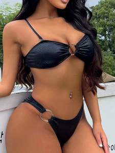 Bikini Due Pezzi con Lacci 2025, Connettori con Strass, Micro Sexy, Abbigliamento da Spiaggia per Donne, Costume Tanga Pantai - Product Image 1