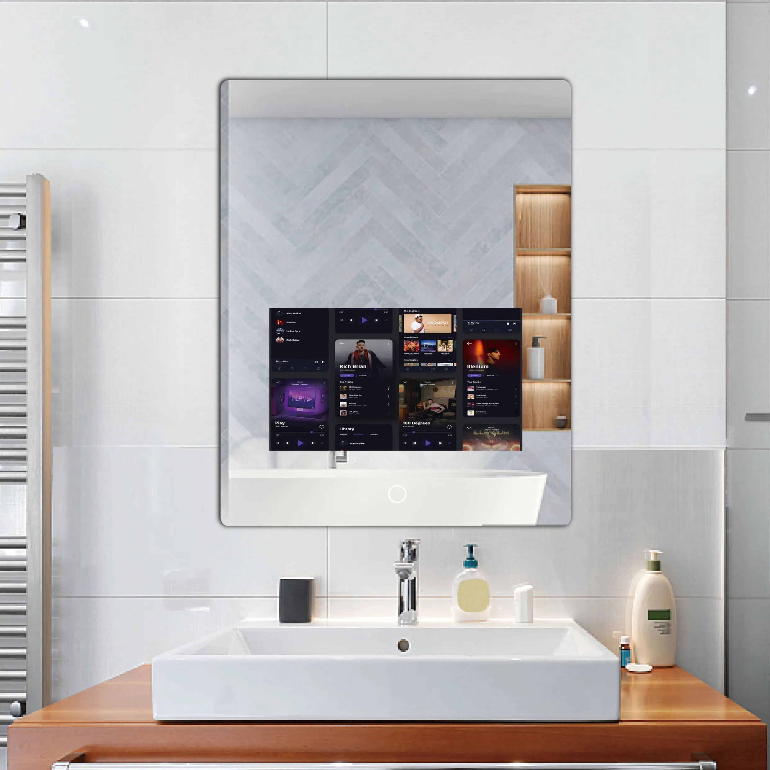 Hot-selling Display espelho do banheiro Full Function Glass TV Android Espelho