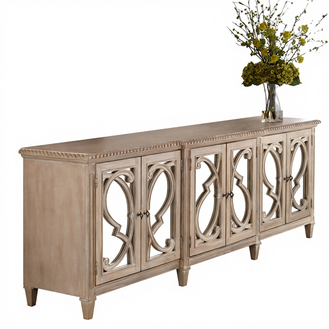 American Retro Vintage Solid Wood TV Cabinet with European Country Style Simple Carved Design for Entryway Storage