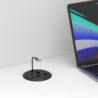 Enchufe USB Redondo de 80 mm con 2 Puertos USB-A y 1 Puerto USB-C para EE. UU./UE/Reino Unido/Australia/Francia, Corriente Nominal de 10 A, para Muebles de Oficina y Hogar