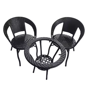 Juego de 1 mesa y 2 sillas de mimbre para jardín al aire libre a la venta - Product Image 3