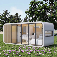Villa miniature modulaire en acier mobile pour application hôtelière, camping, capsule de couchage, maison capsule, serres préfabriquées