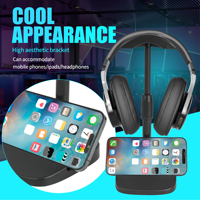 Untuk CT-GH-206 Harga Pabrik ABS Desktop Earphone Hanger Stand Universal Headset Holder Cell Phone Slot Display Rack