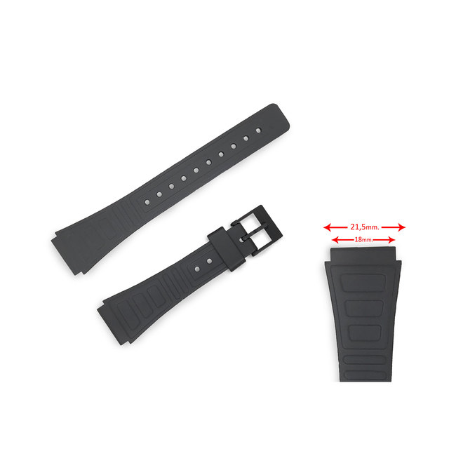 18mm Resin Black Smart Watch Bands Compatible with AQW-15 AW-600 AW-705 DBW-320 F-28 TGW-100 Models Ref 124F3