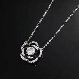 Nuevo Collar <span class=keywords><strong>de</strong></span> plata S925 Camelia 6,5 M redondo blanco circón con incrustaciones <span class=keywords><strong>de</strong></span> <span class=keywords><strong>estambre</strong></span> collar Simple y versátil joyería <span class=keywords><strong>de</strong></span> Boutique para mujer - Product Image 3