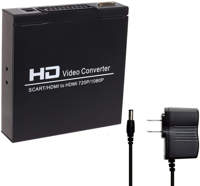 SCART RGB HDMI Video Audio Converter Box with 3.5mm Coaxial Audio Extractor Out PAL NTSC Video Scaler 1080P 720P for Old TV