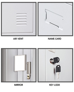 Modern 3-Door Steel Locker Foldable Metal <b>Wardrobe</b> Closet Cabinet for Clothing <b>Storage</b> for Workshops Gyms Schools - Product Image 4